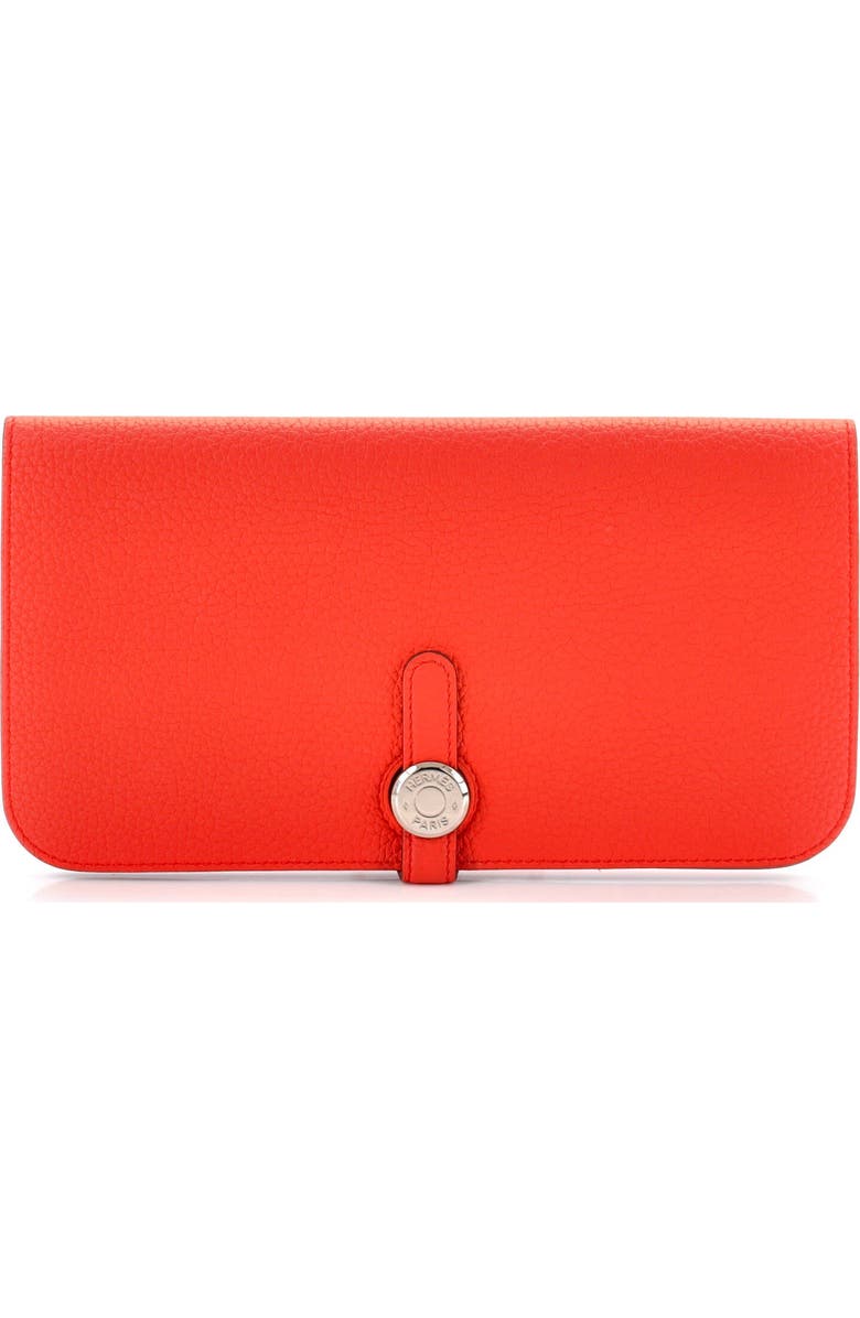Pre-Owned Hermes Dogon Recto Verso Wallet Leather, Main, color, Orange Poppy