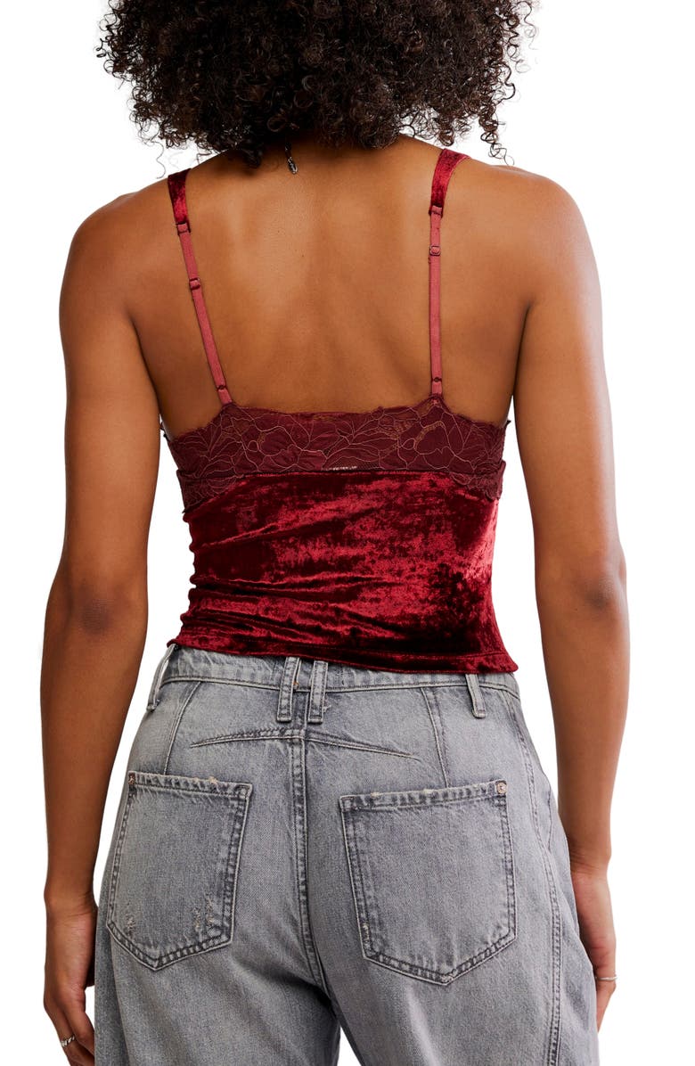 Free People Bed of Rose Velvet Camisole, Alternate, color, Garnet Grotto