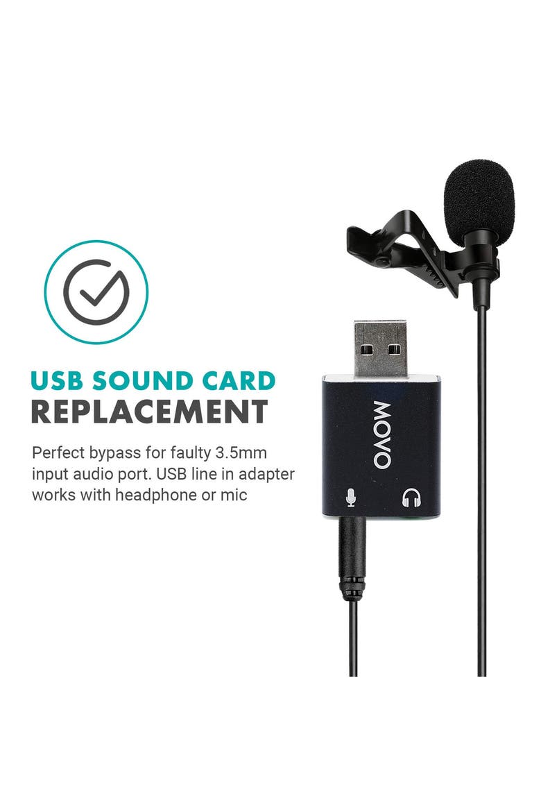USB-AC 3.5mm TRS Microphone to USB 2.0 Stereo Audio External Sound Card Adapter for PC and Mac, Alternate, color, Black