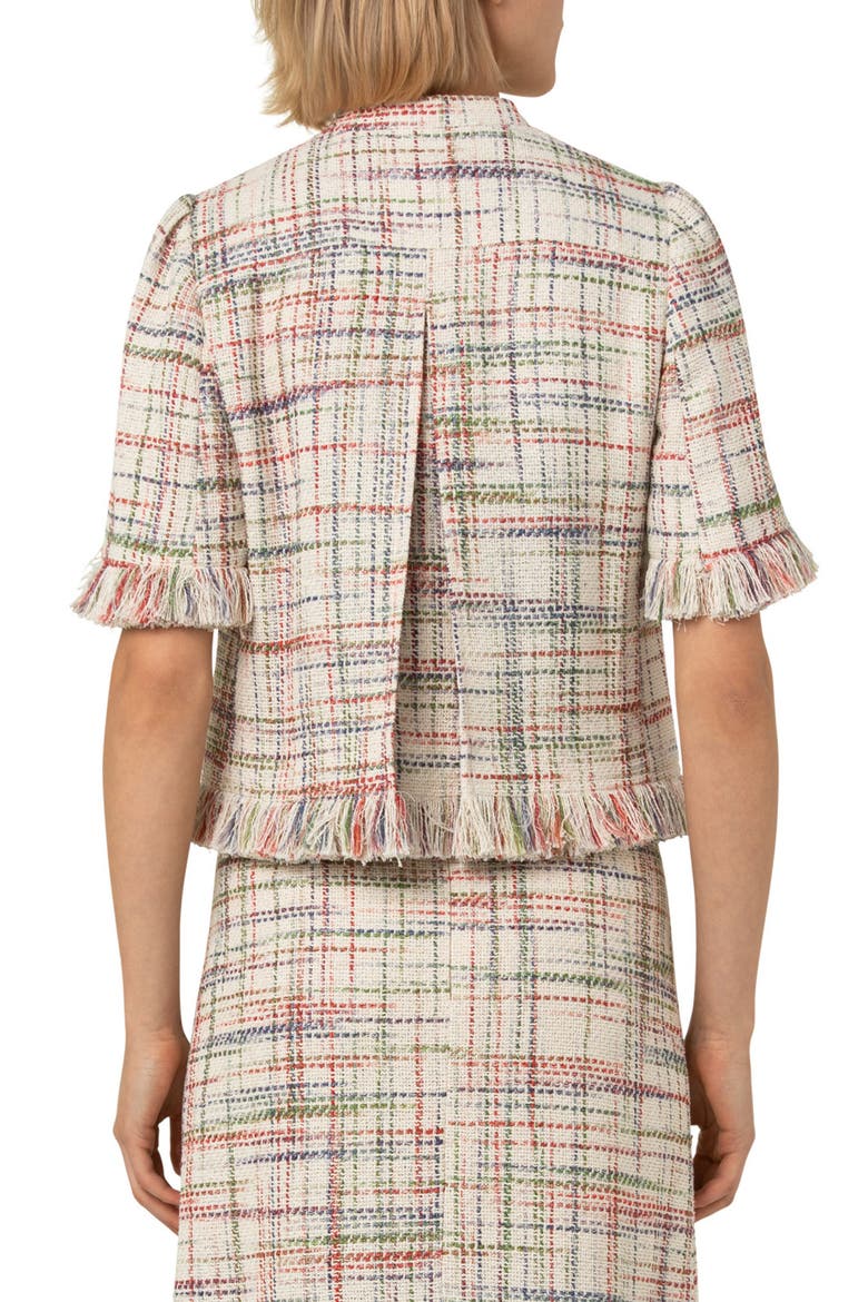 Plaid Short Sleeve Tweed Jacket, Alternate, color, CASHEW MULTICOLOR