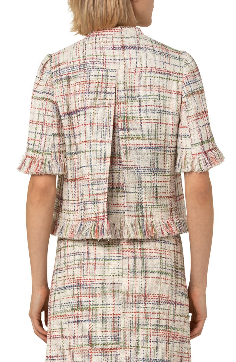Akris punto Plaid Short Sleeve Tweed Jacket, Alternate, color,