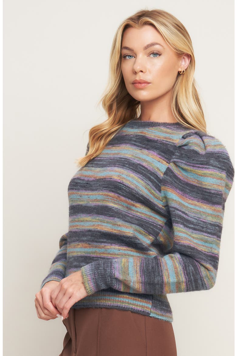 Puff Sleeve Sweater Knit Top, Alternate, color, CHARCOAL SAGE