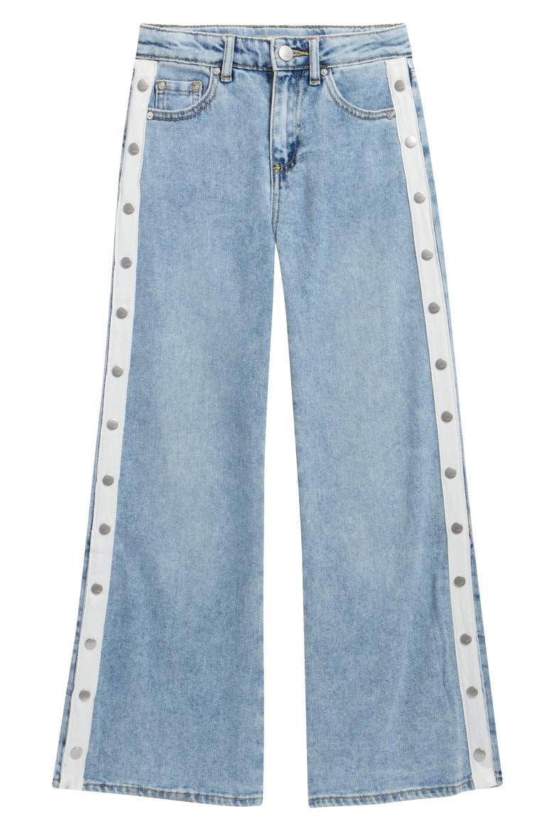 Kids' Snap Me Up Wide Leg Jeans, Main, color, INDIGO WHITE