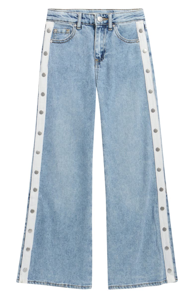 Tractr Kids' Snap Me Up Wide Leg Jeans, Main, color, Indigo White