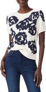 NIC+ZOE Rose Bloom Short Sleeve Sweater