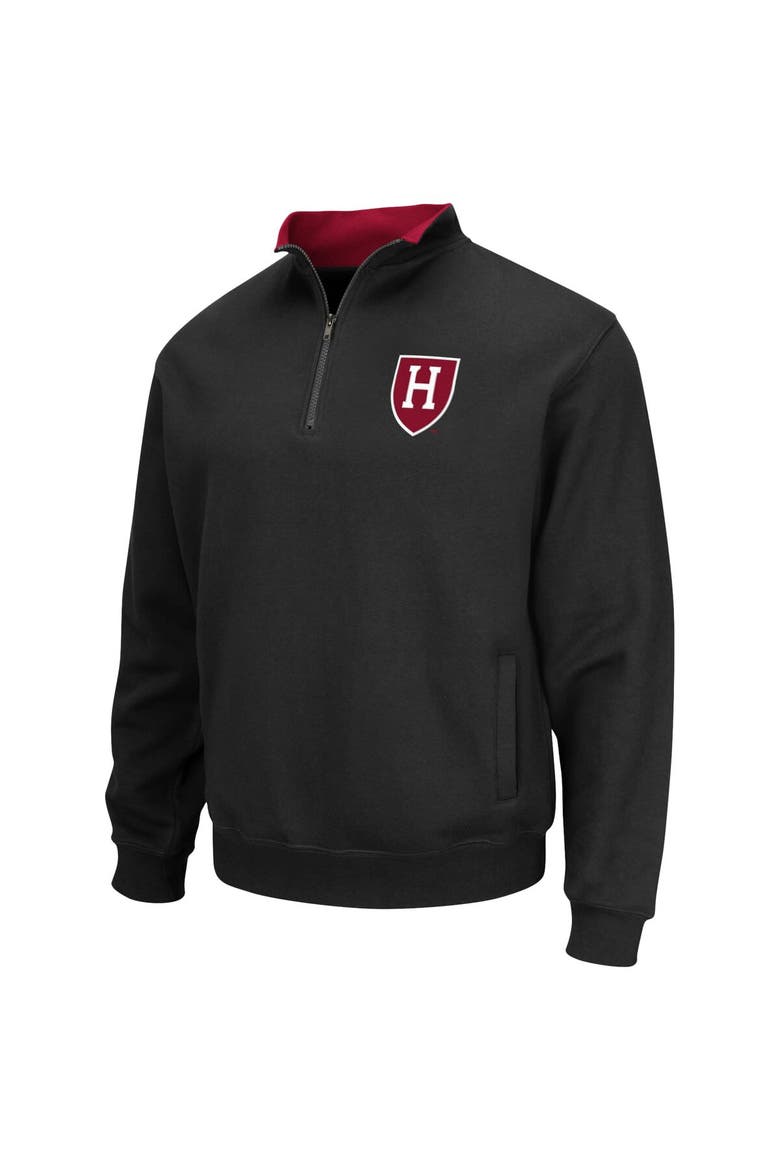 Men's Colosseum Black Harvard Crimson Tortugas Team Logo Quarter-Zip Jacket, Alternate, color, Black