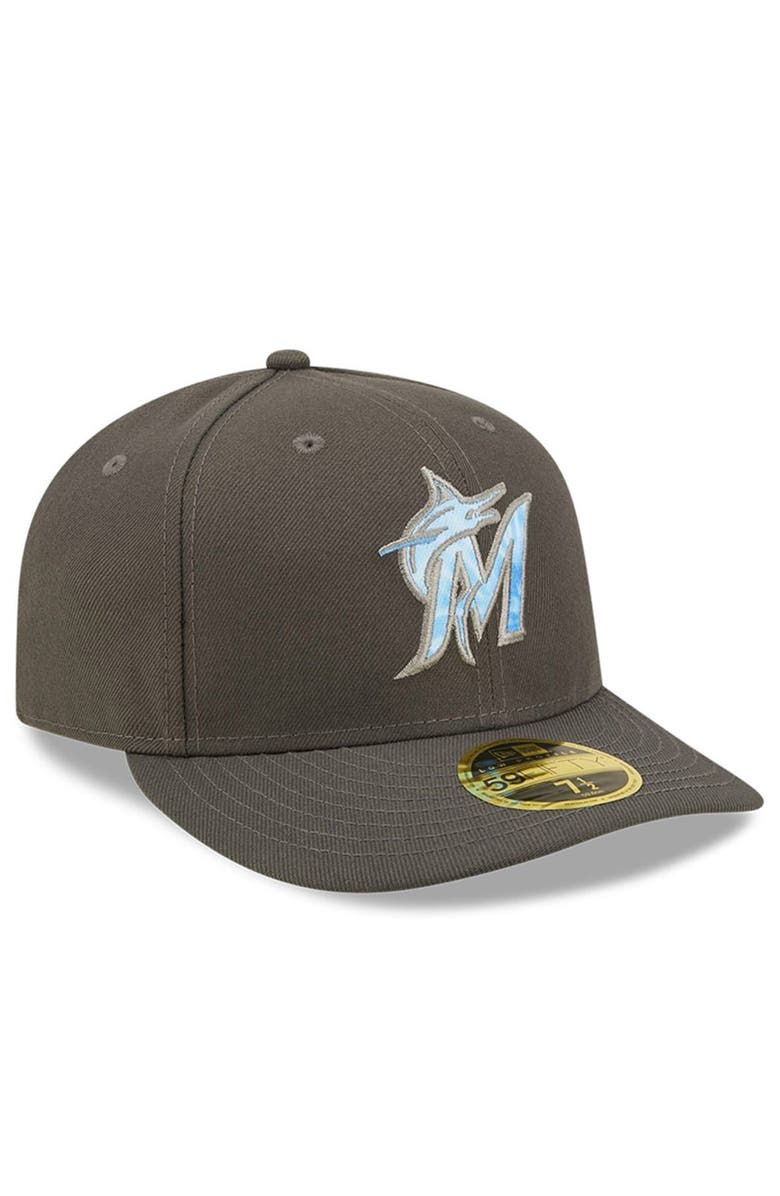New Era Men's New Era Graphite Miami Marlins 2022 Father's Day On-Field Low Profile 59FIFTY Fitted Hat, Alternate, color, 