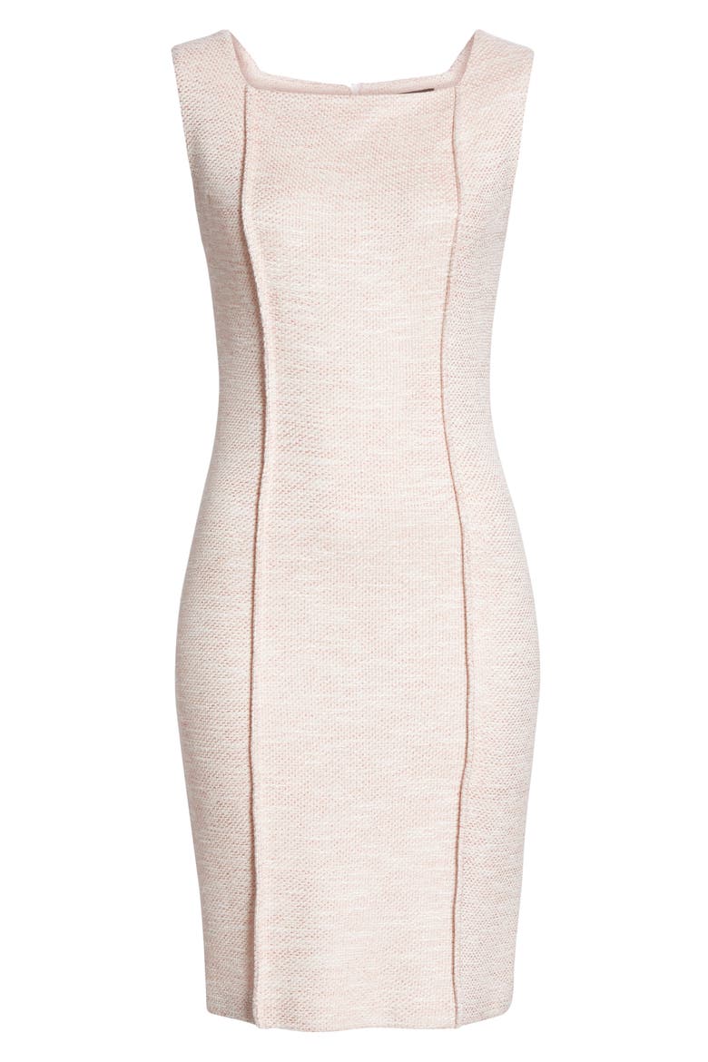 Belinda Knit Square Neck Dress, Alternate, color, WHITE/ CORAL MULTI