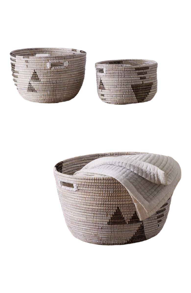 Mbare Oval Storage Basket Graphic Print - Set of 3, Alternate, color, Black And White