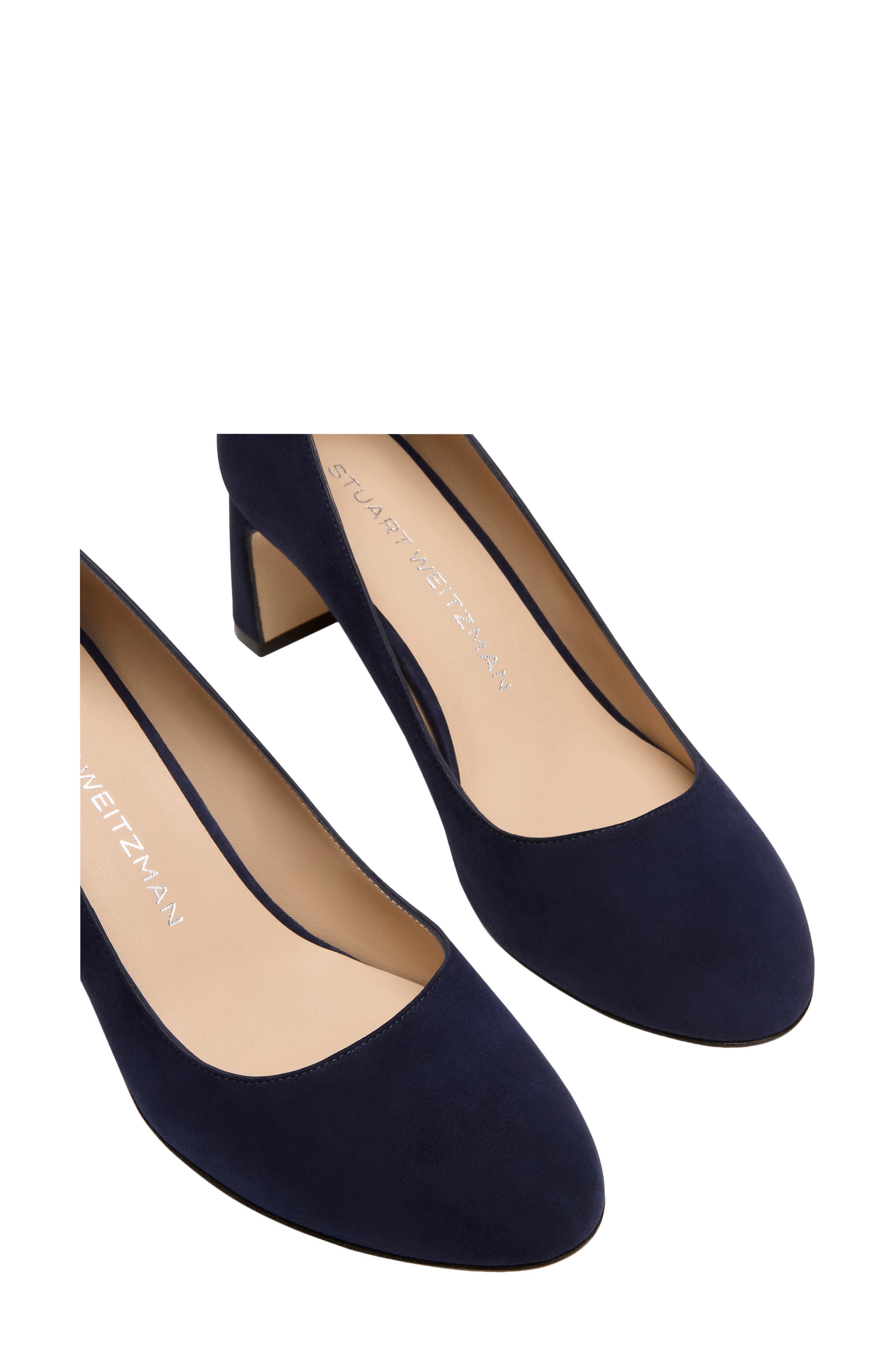 Stuart Weitzman Babette Block Heel Pump, Alternate, color, Nice Blue
