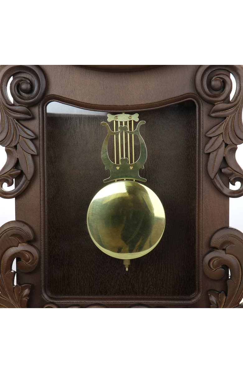 Bedford Clock Collection Chestnut Chiming Pendulum Wall Clock, Alternate, color, Chestnut