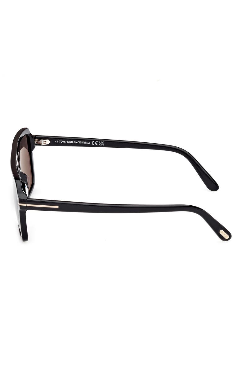 TOM FORD Vincent 56mm Pilot Sunglasses, Alternate, color, Shiny Black/ Eco/ Smoke Lenses