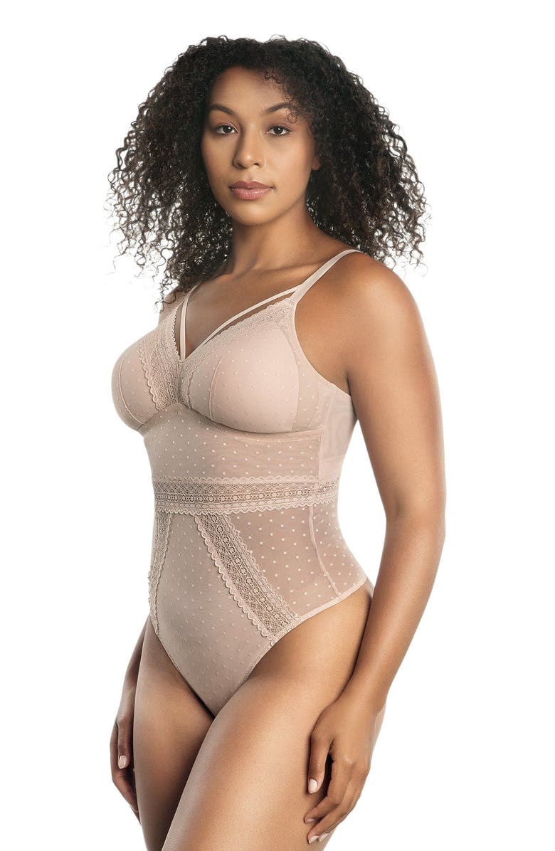 Parfait Mia Dot Wire-Free Bodysuit, Alternate, color, Cameo Rose