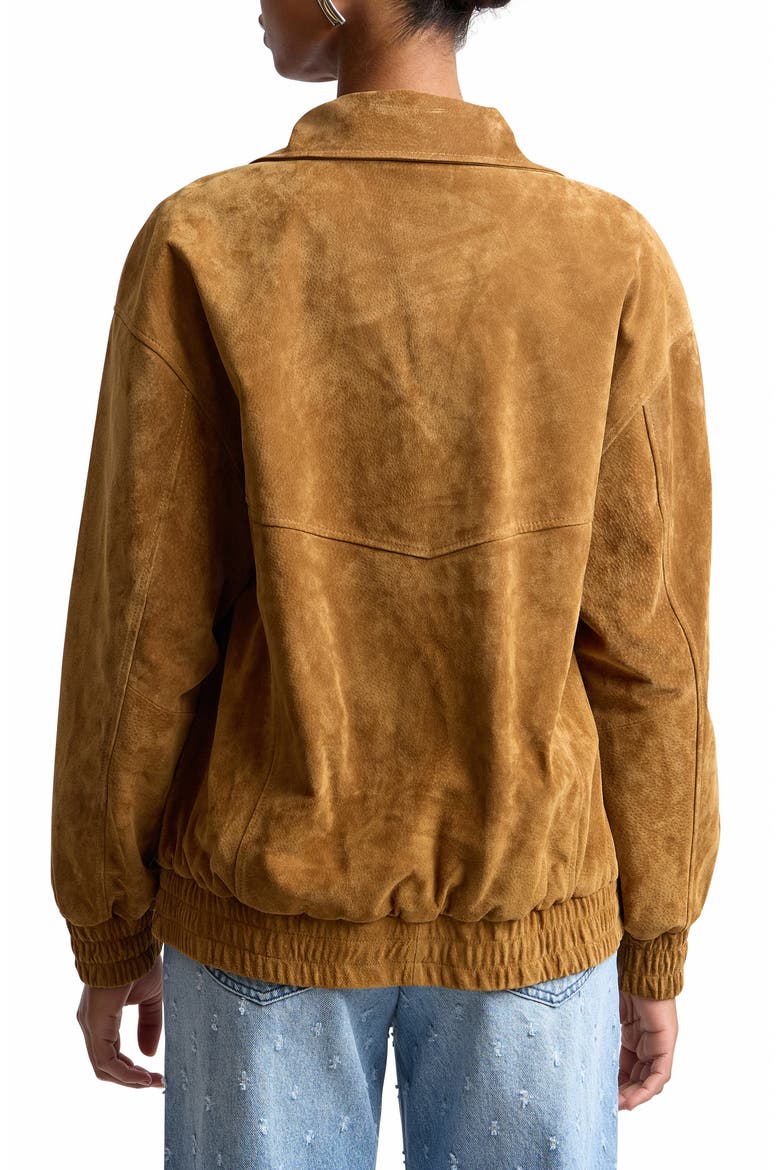 Oversize Suede Zip Jacket, Alternate, color, WHISKEY