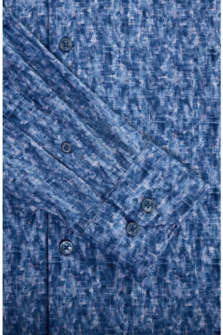 Jimmy OoohCotton® Abstract Print Button-Up Shirt, Alternate, color, COBALT