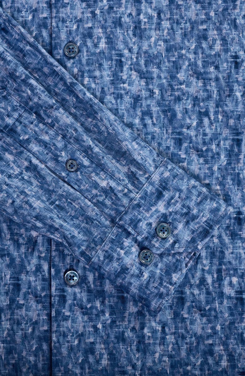 Bugatchi Jimmy OoohCotton<sup>®</sup> Abstract Print Button-Up Shirt, Alternate, color, Cobalt
