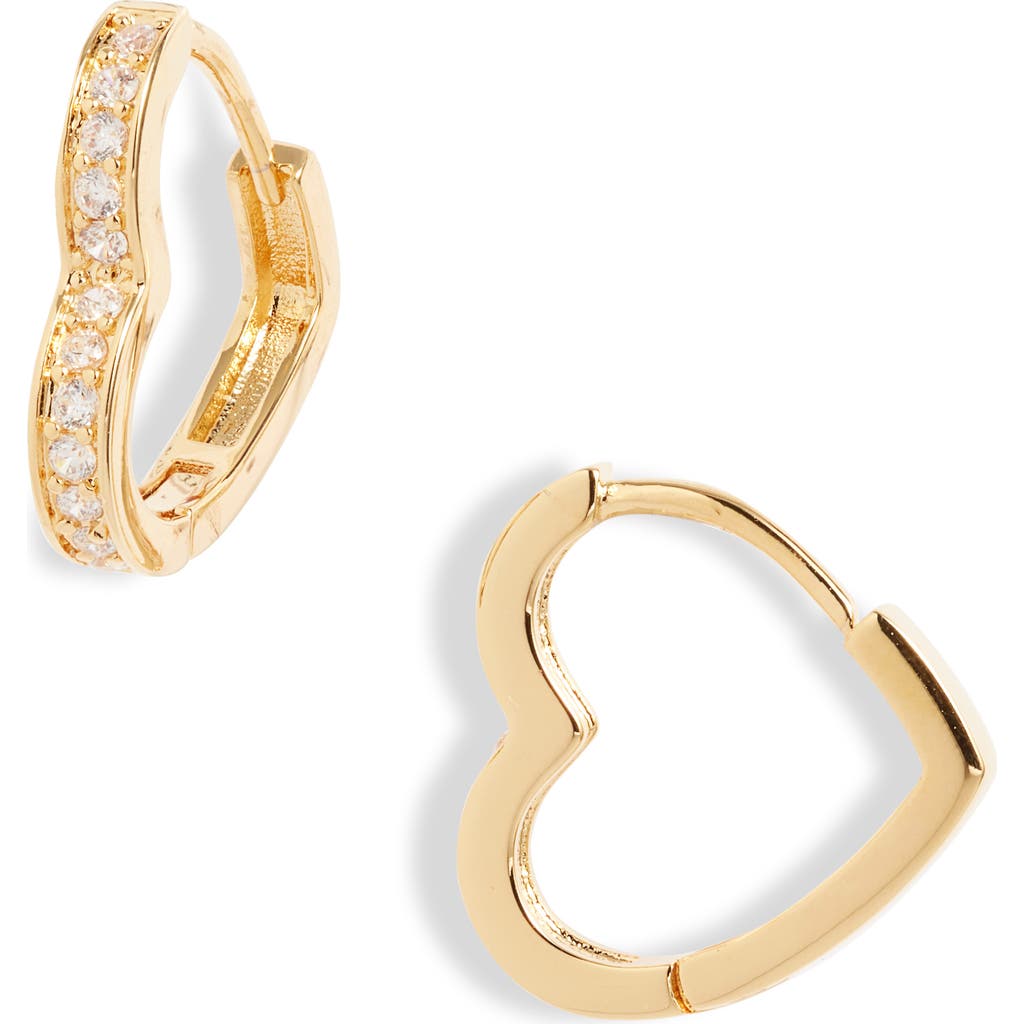 NORDSTROM NORDSTROM CUBIC ZIRCONIA OPEN HEART HUGGIE HOOP EARRINGS