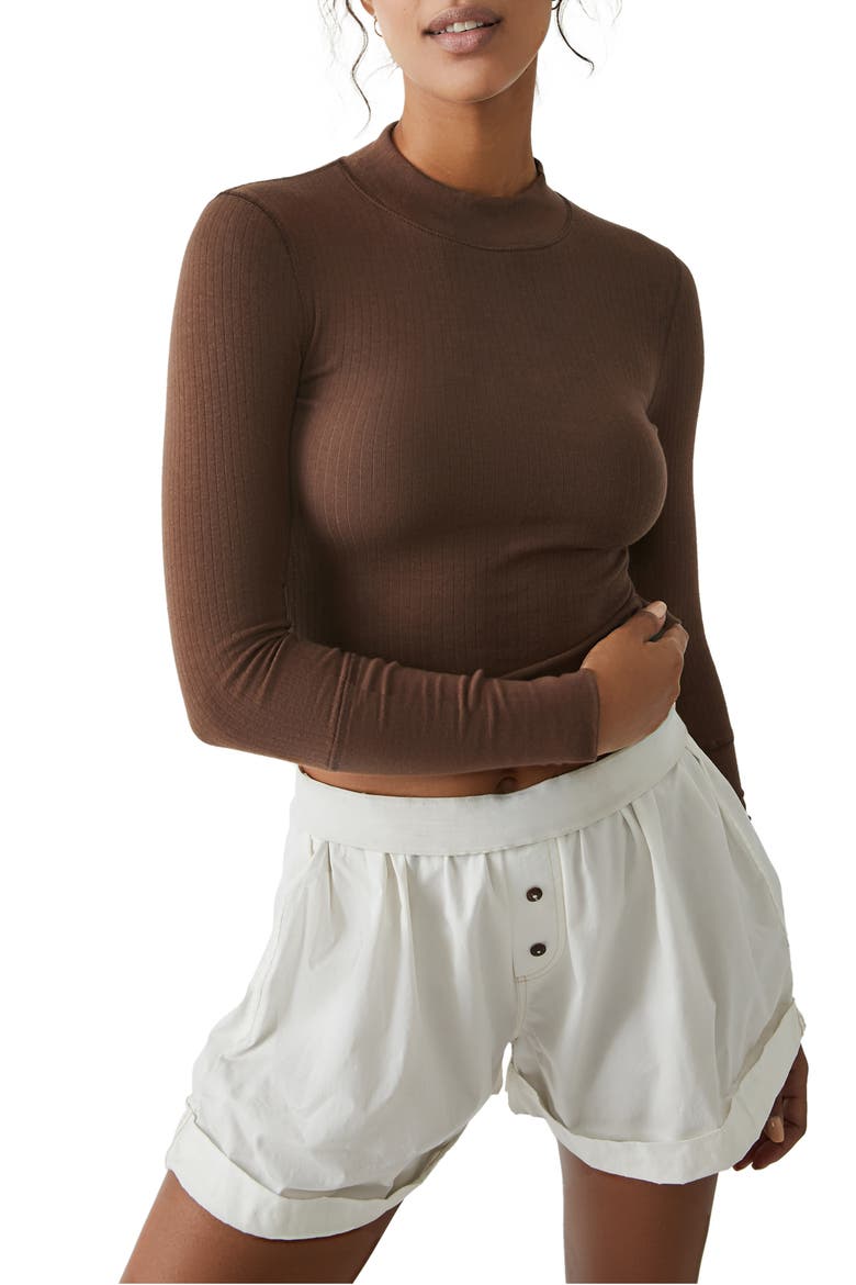 The Rickie Mock Neck Long Sleeve Top, Main, color, CHOCOLATE LAVA