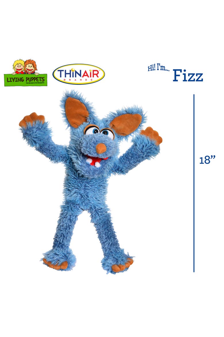 Fizz The Blue Dog 18 Inch Plush Hand Puppet, Handmade Pal, Alternate, color, Blue