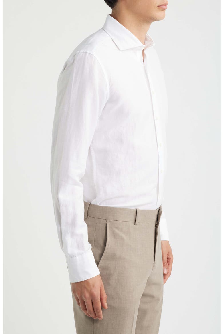Slim Fit Cotton & Linen Dress Shirt, Alternate, color, WHITE