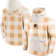 FANATICS Men's Fanatics Tan Pittsburgh Steelers Elements Plaid Polar Fleece Quarter-Zip Hoodie