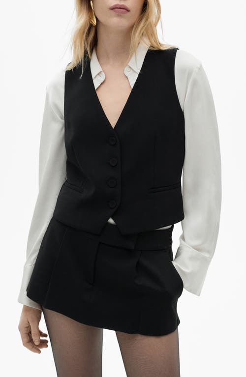 Mango Iguana Cotton Blend Vest In Black
