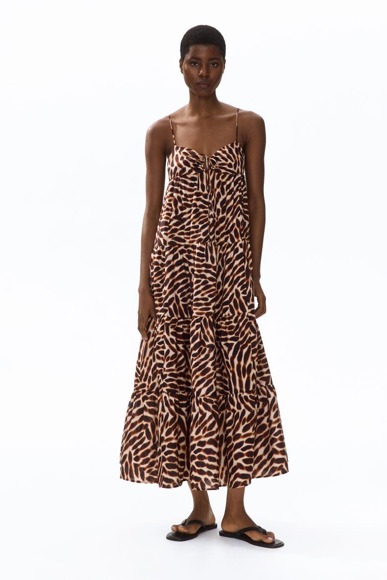 Tiered Strappy Dress, Alternate, color, Light beige/patterned