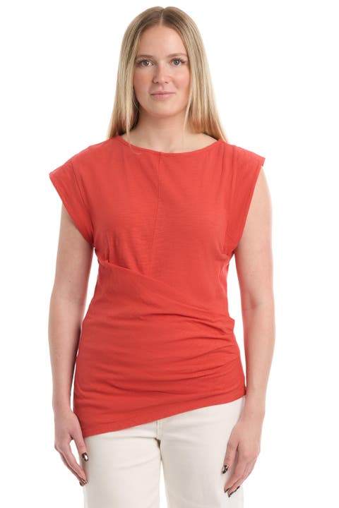 Boat Neck Rolled Cuff Tee