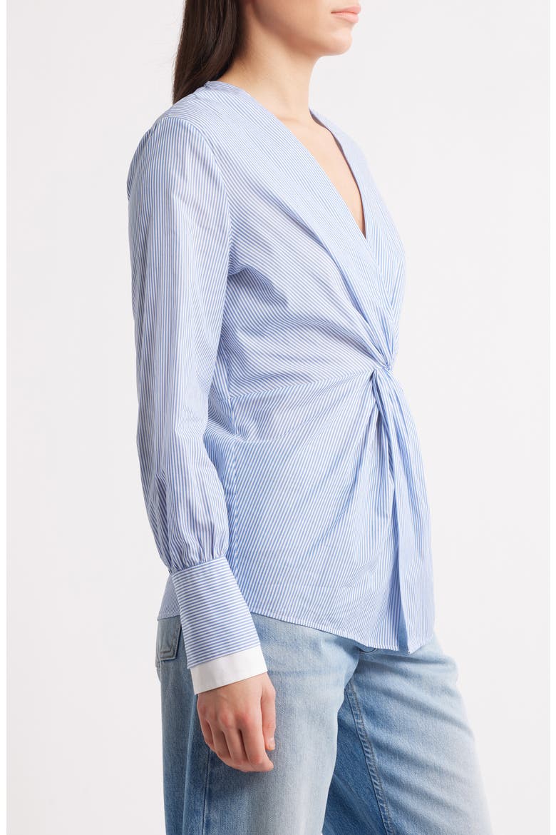 Bawari Stripe Twist Front Cotton Shirt, Alternate, color, MED BU