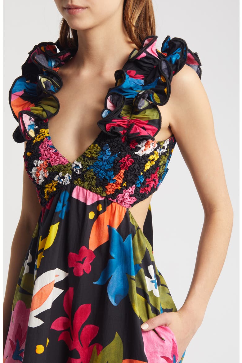 Zaira Floral Cotton Maxi Dress, Alternate, color, BLUE MULTI