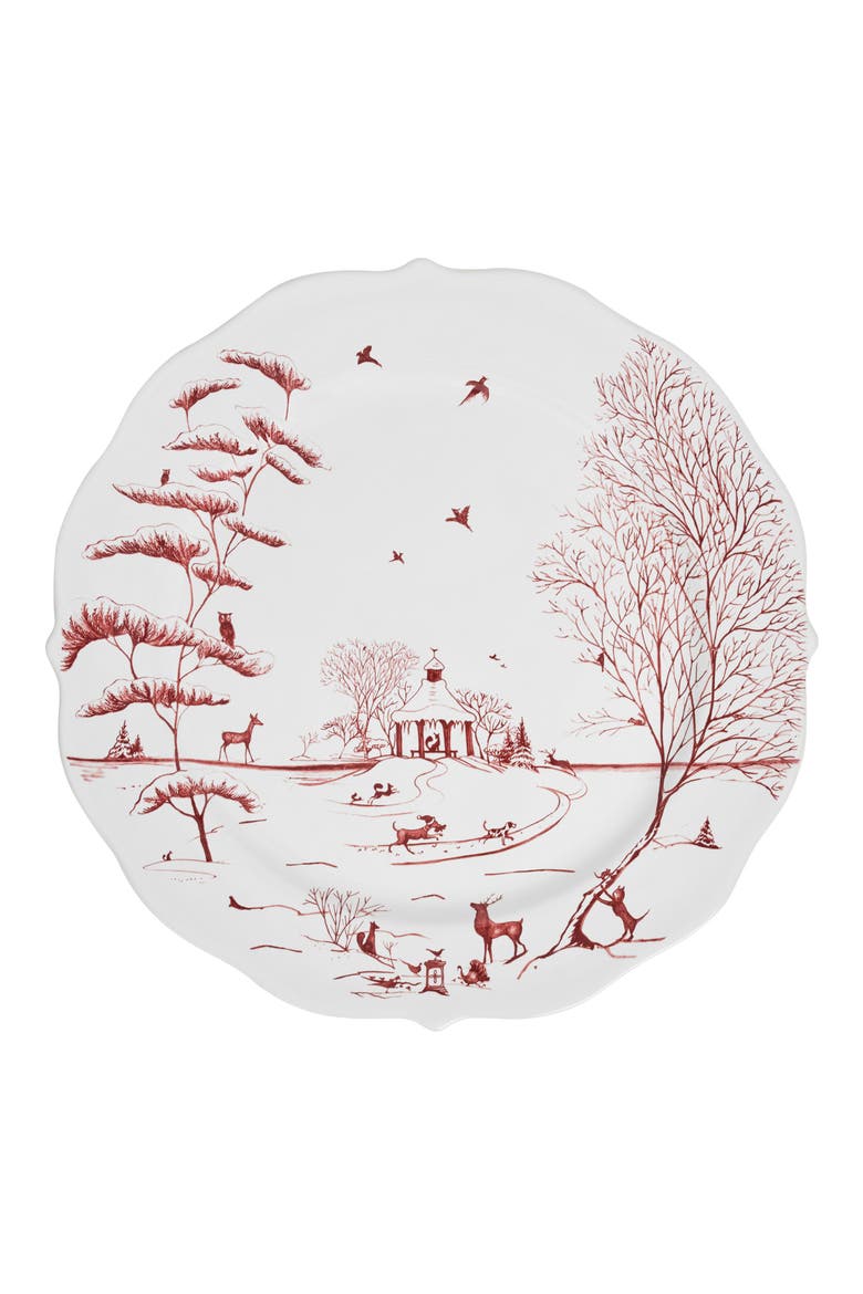 Country Estate Winter Frolic Plate, Main, color, RUBY