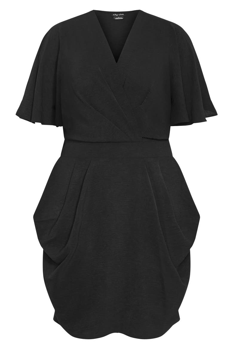 Braelynn Flutter Sleeve Dress, Alternate, color, BLACK