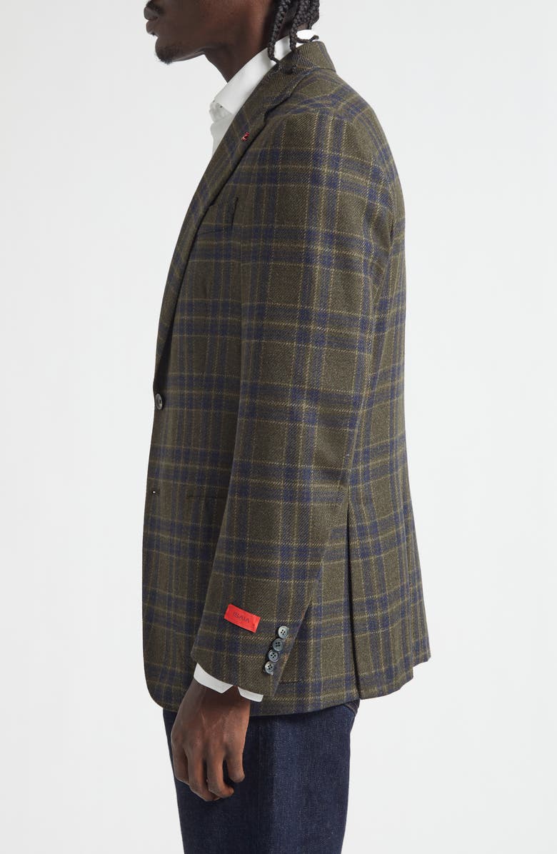 ISAIA Marechiaro Plaid Wool & Silk Soft Sport Coat, Alternate, color, Green
