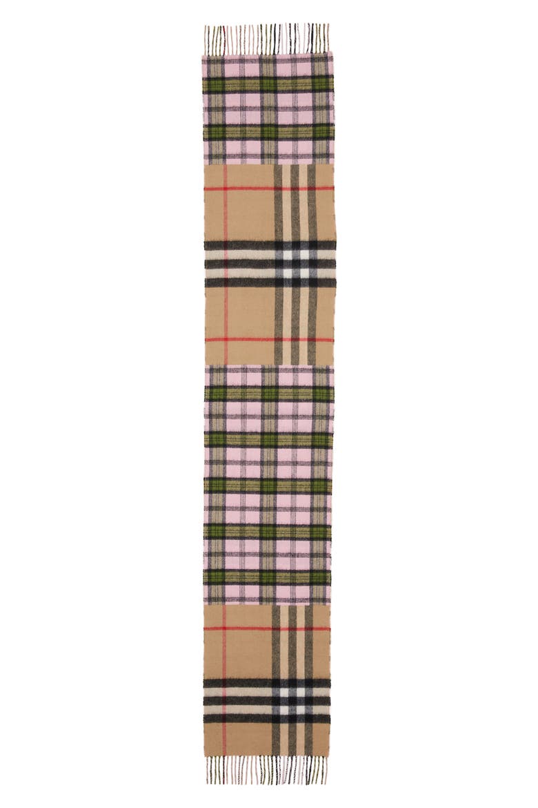 Found Check & Giant Check Cashmere & Merino Wool Scarf, Main, color, CANDY PINK