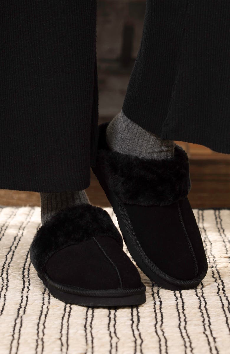 Minnetonka Chesney Mule Slipper, Alternate, color, Black Suede