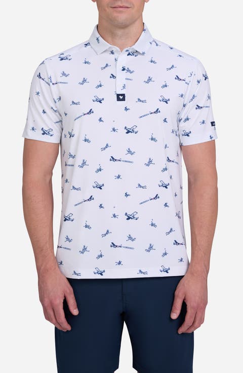 Let It Fly Skydiver Print Performance Golf Polo
