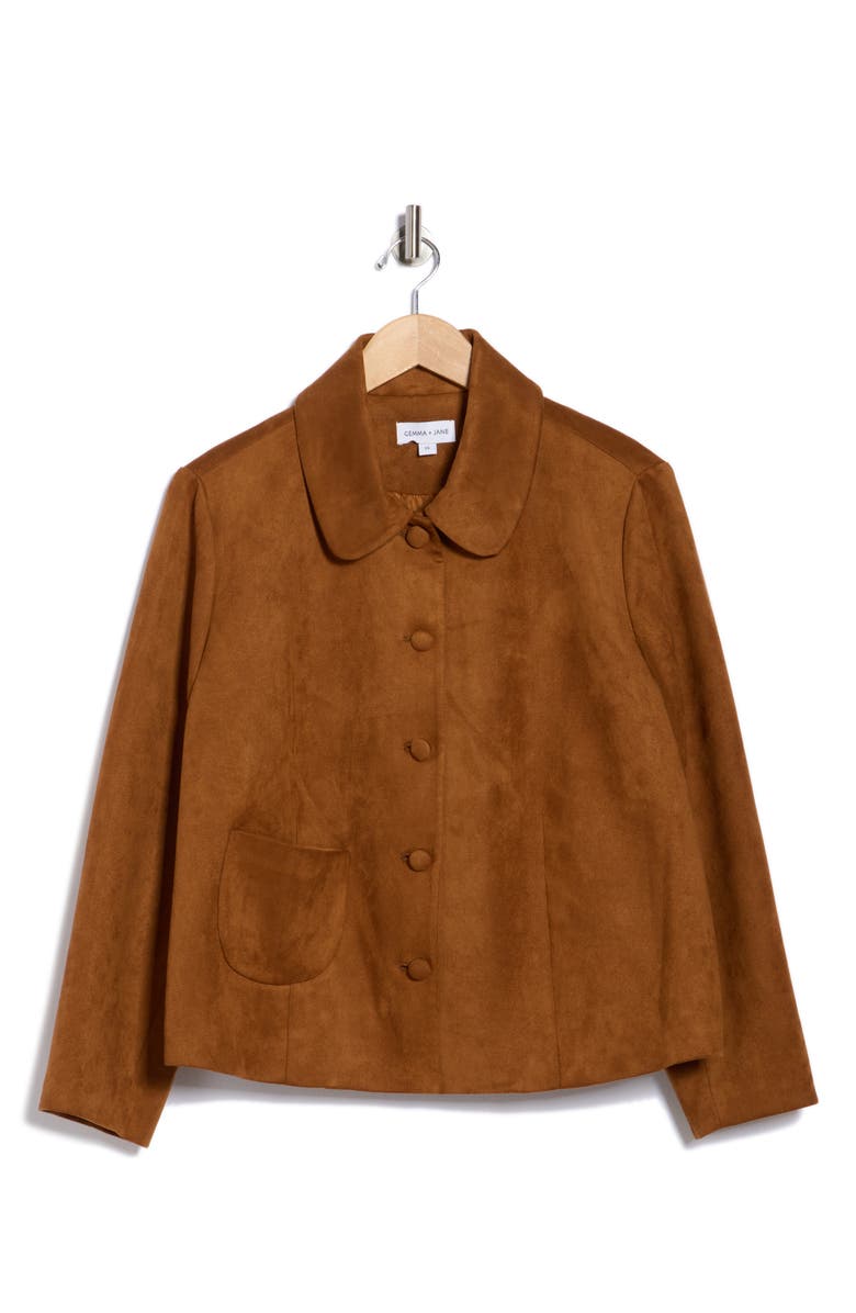Gemma + Jane Faux Suede Shirt Jacket, Alternate, color, Mocha