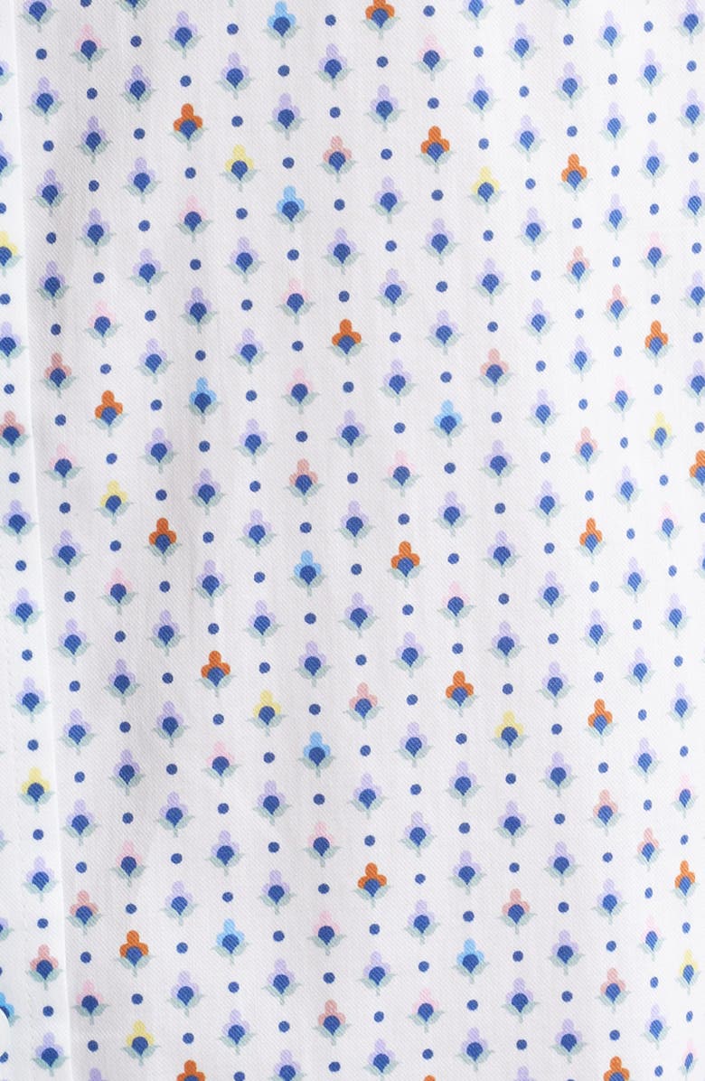 Johnston & Murphy Ditsy Floral Print Short Sleeve Button-Up Shirt, Alternate, color, White Multi