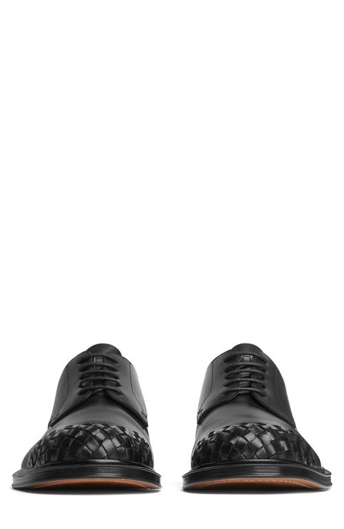 Bottega Veneta Leather Intrecciato-toe James Oxford Shoes In Black