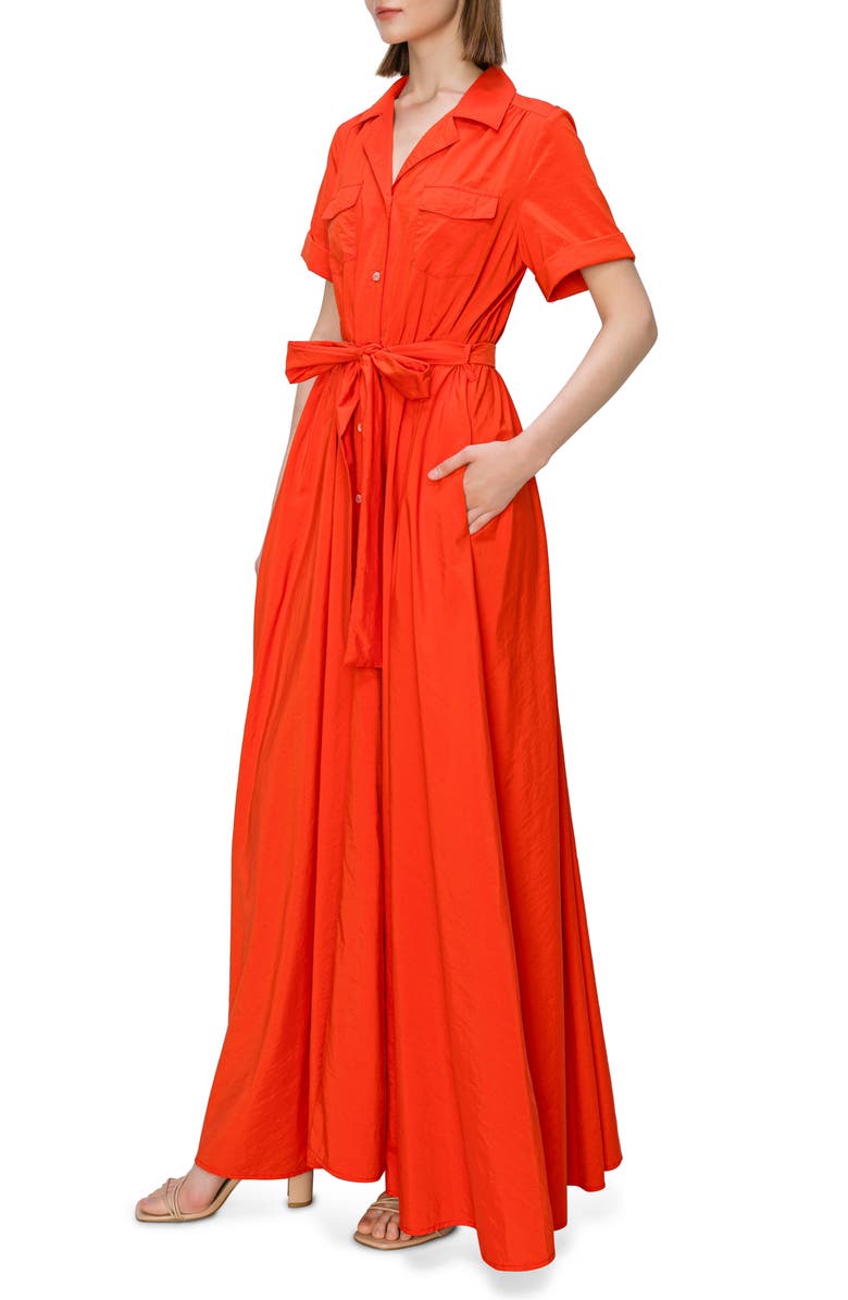 MELLODAY Tie Belt Poplin Maxi Shirtdress, Alternate, color, 