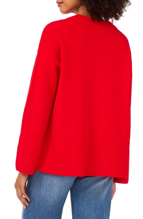 Vince Camuto Relaxed Crewneck Sweater In Red