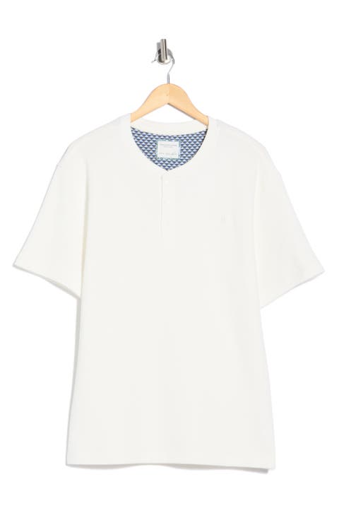 Tonal Embroidery Short Sleeve Henley