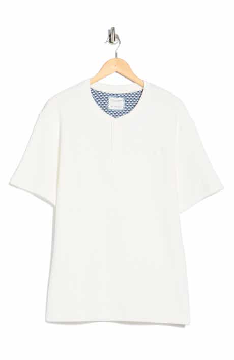 DENIM AND FLOWER Tonal Embroidery Short Sleeve Henley