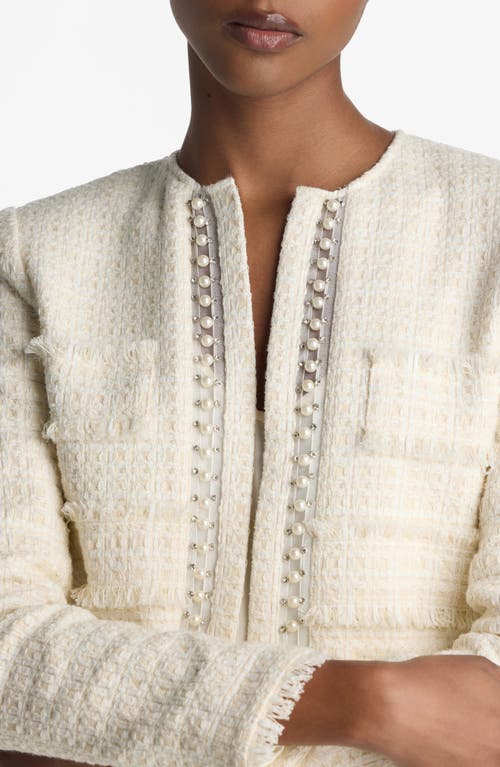 St John St. John Embellished Tweed Jacket In White