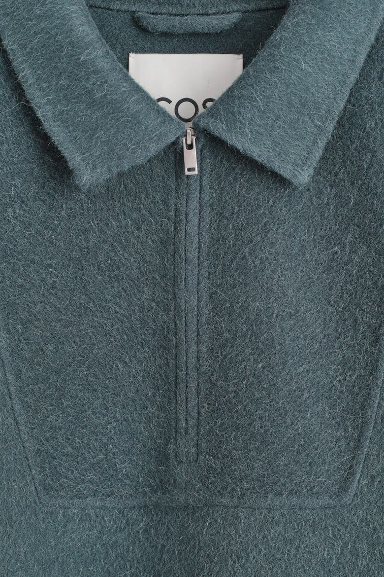 Double-Faced Wool-Blend Zip-Up Overshirt, Alternate, color, DARK TURQUOISE