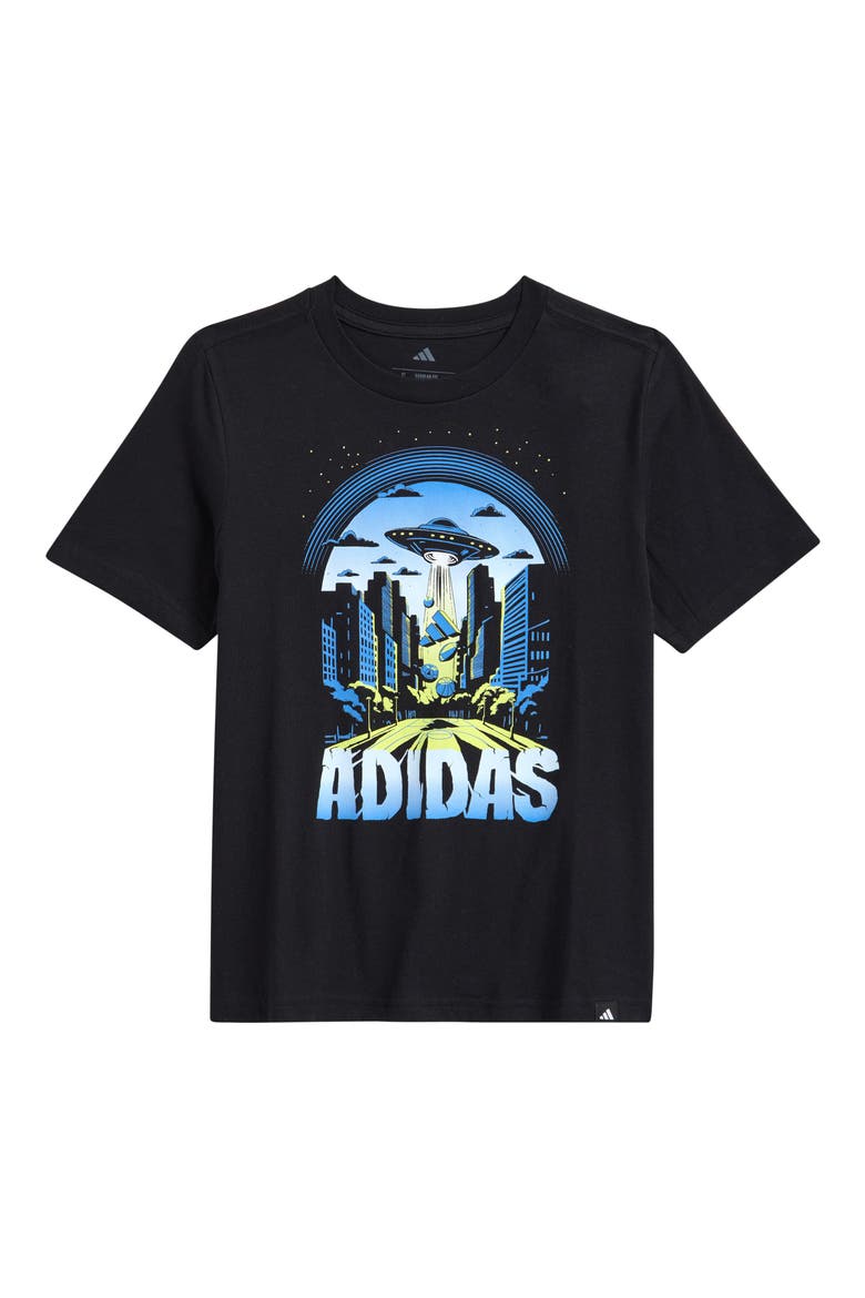Kids' Glow in the Dark Space City Graphic T-Shirt, Main, color, BLACK MULTI
