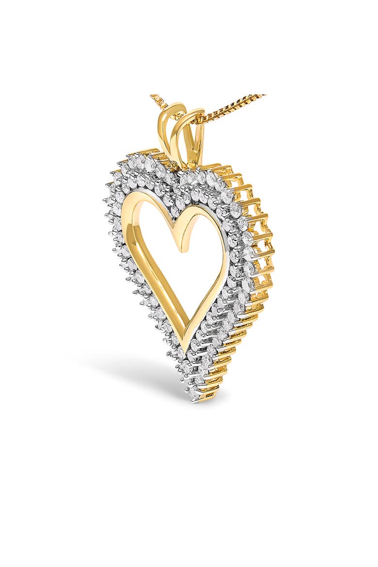 Silver 2.00 Cttw Diamond Heart Pendant Necklace, Alternate, color, Yellow