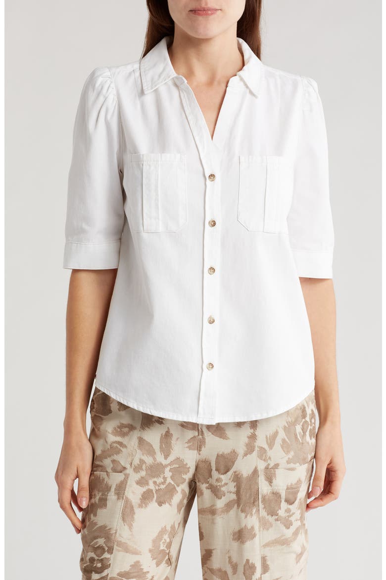 Cotton Button-Up Shirt, Main, color, WHITE