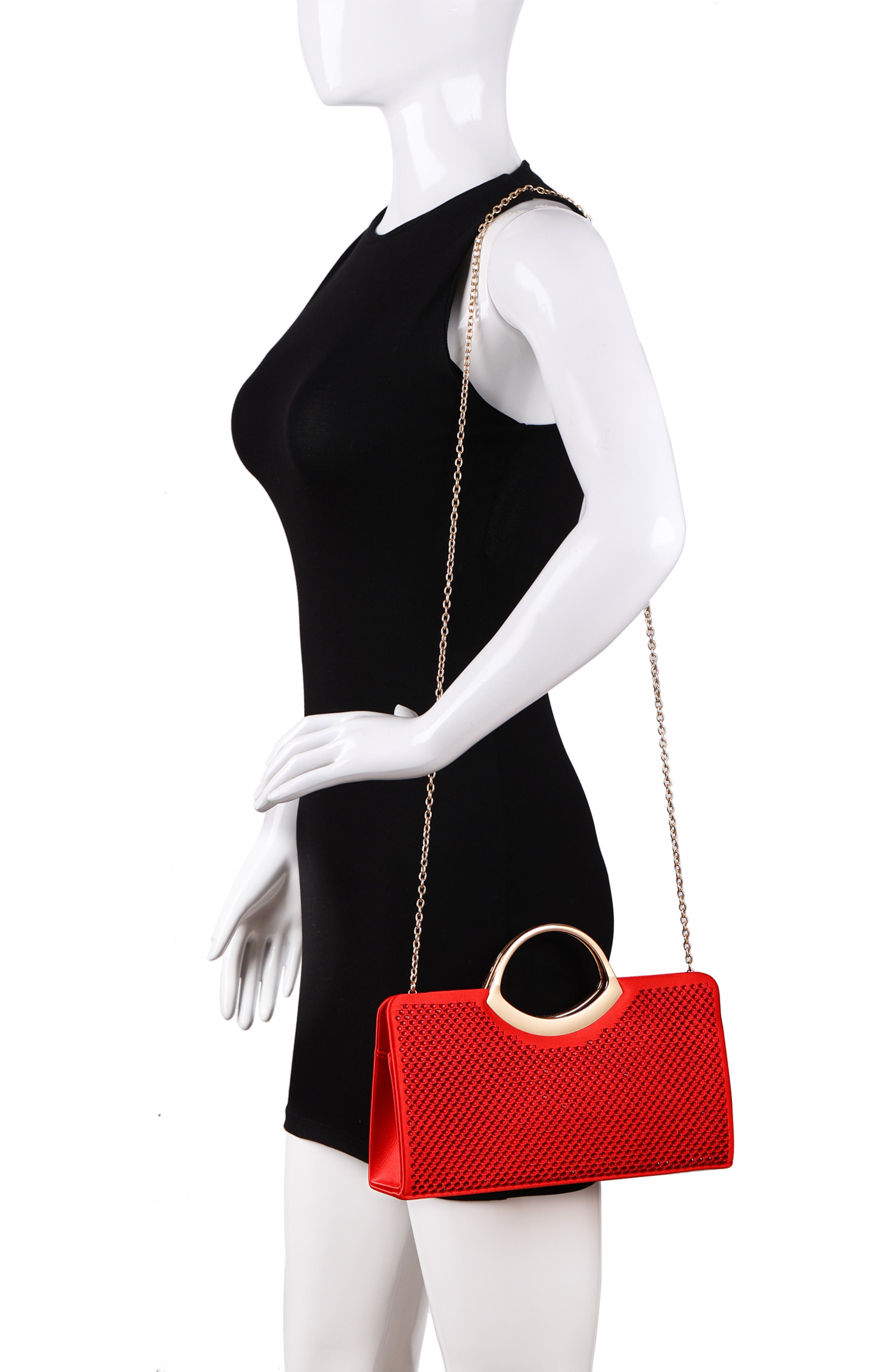 Tango Rhinestone Satin Clutch, Alternate, color, RED