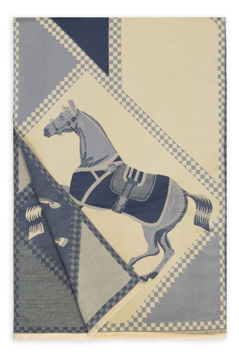 Galloping Horse Scarf, Alternate, color, BLUE